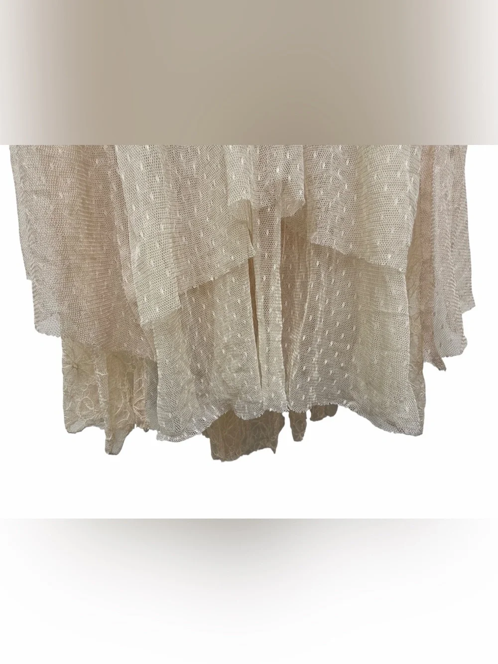 Free People XS Y2K Boho Layered Lace Mesh Handkerchief Midi Skirt